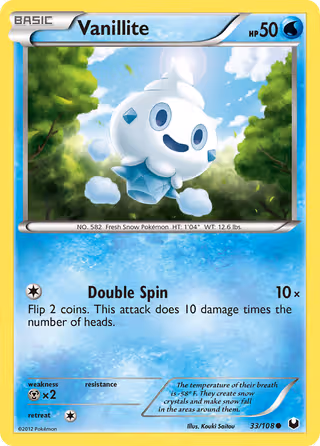 Vanillite 33/108 Pokemon card