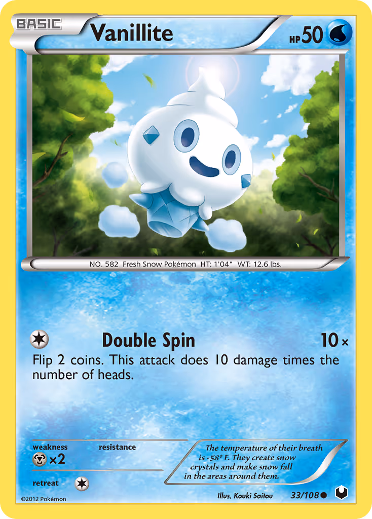 Vanillite 33/108 Pokemon card