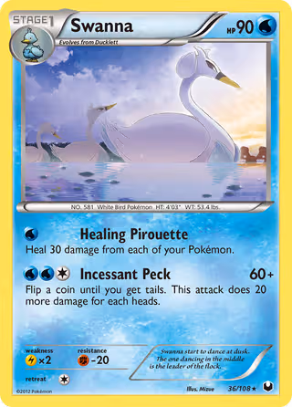 Swanna 36/108 Pokemon card