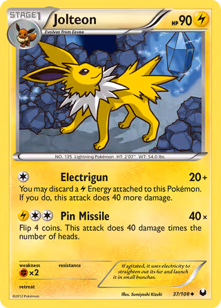 Jolteon 37/108 Pokemon card