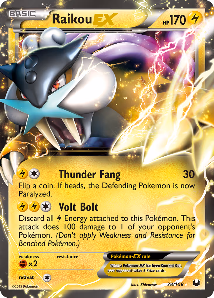 Raikou-EX 38/108 Pokemon card