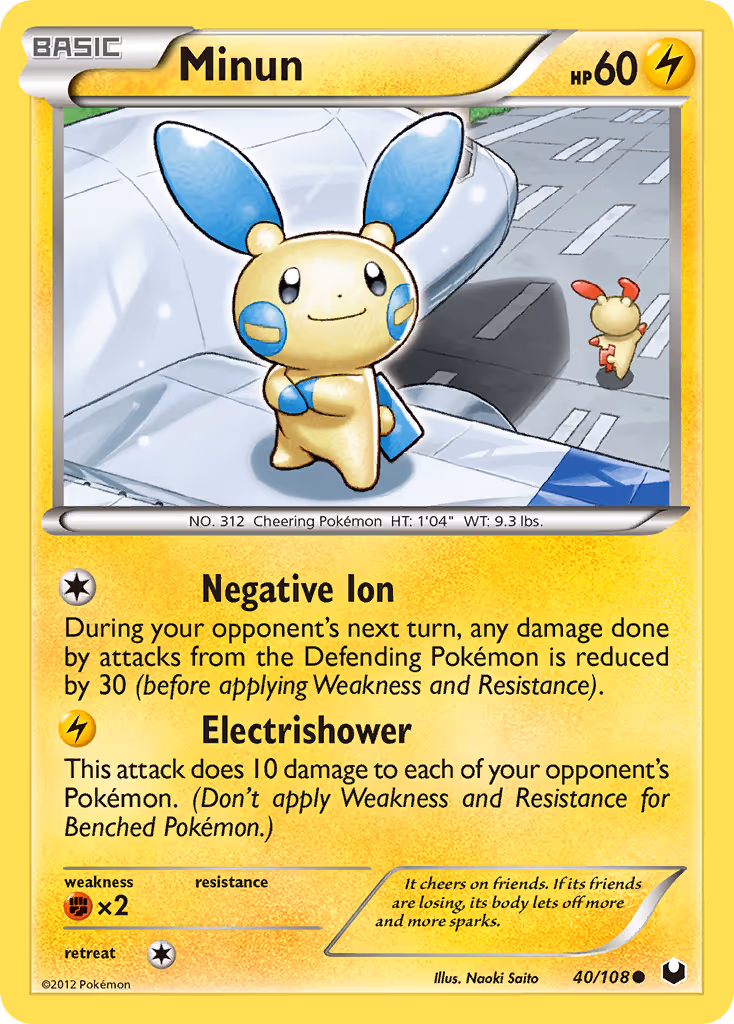 Minun 40/108 Pokemon card