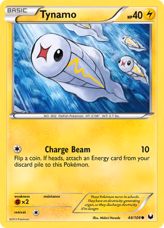 Tynamo 44/108 Pokemon card