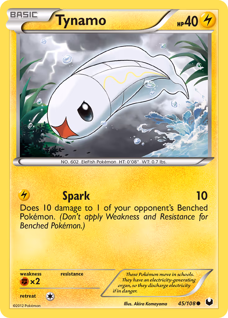 Tynamo 45/108 Pokemon card