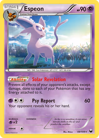 Espeon 48/108 Pokemon card