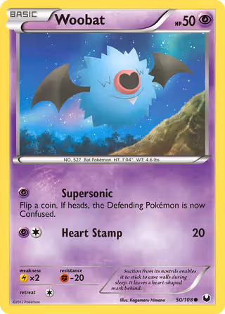 Woobat 50/108 Pokemon card