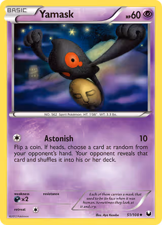 Yamask 51/108 Pokemon card