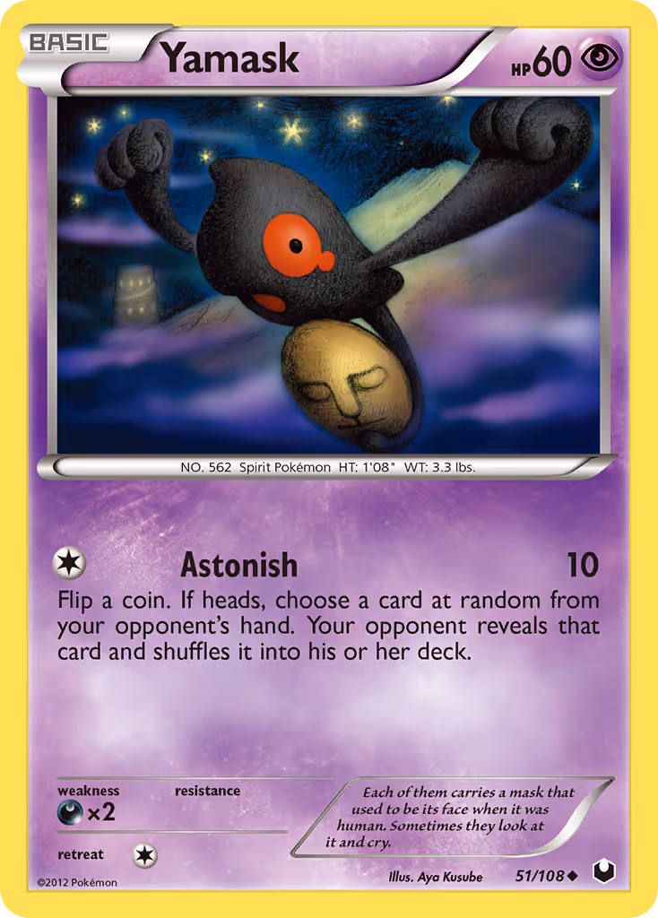 Yamask 51/108 Pokemon card