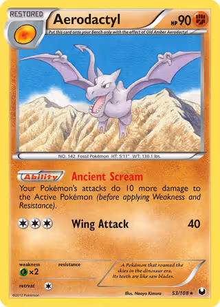 Aerodactyl 53/108 Pokemon card