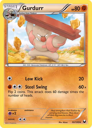 Gurdurr 59/108 Pokemon card