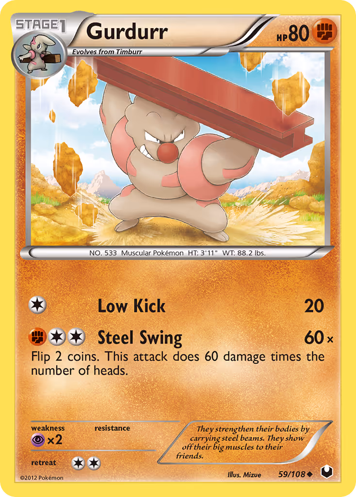 Gurdurr 59/108 Pokemon card