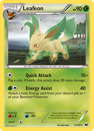 Leafeon 6/108 Pokemon card