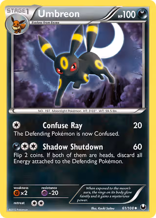 Umbreon 61/108 Pokemon card