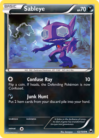 Sableye 62/108 Pokemon card