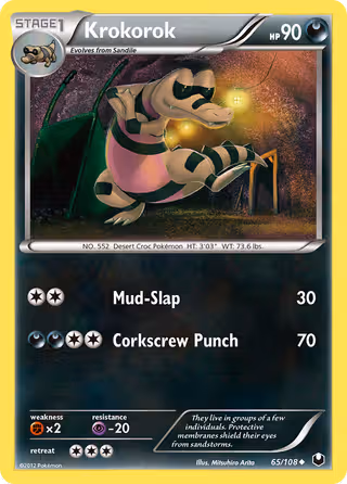 Krokorok 65/108 Pokemon card