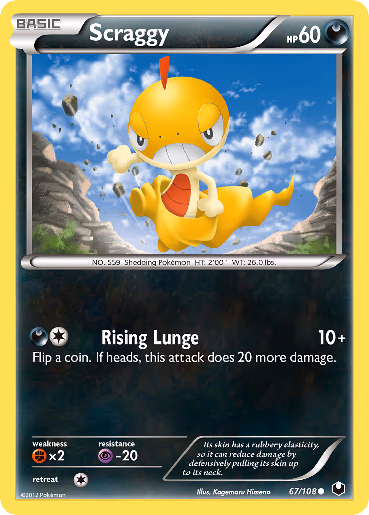 Scraggy 67/108 Pokemon card