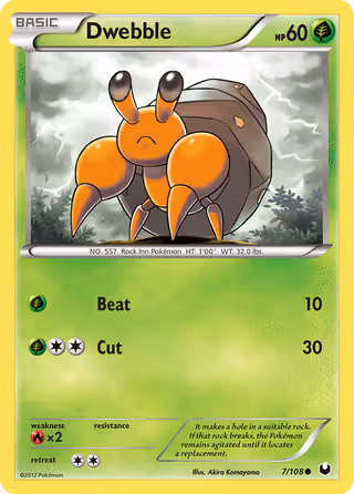 Dwebble 7/108 Pokemon card