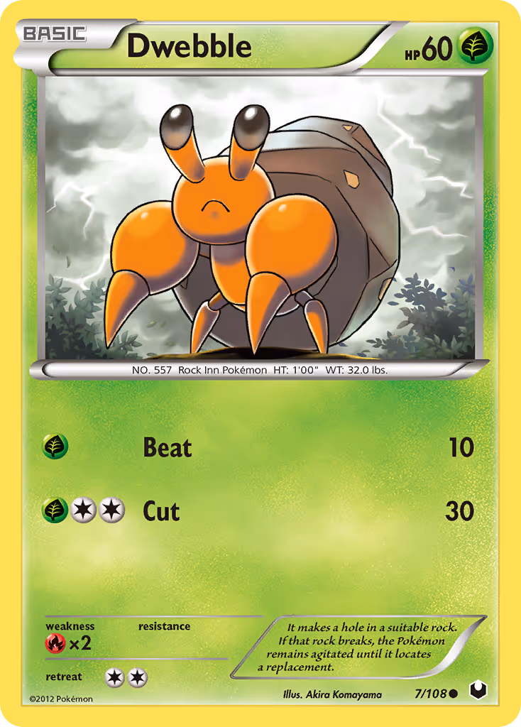 Dwebble 7/108 Pokemon card