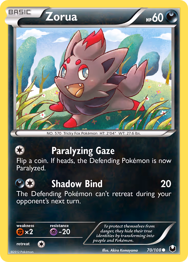 Zorua 70/108 Pokemon card