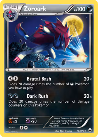 Zoroark 71/108 Pokemon card