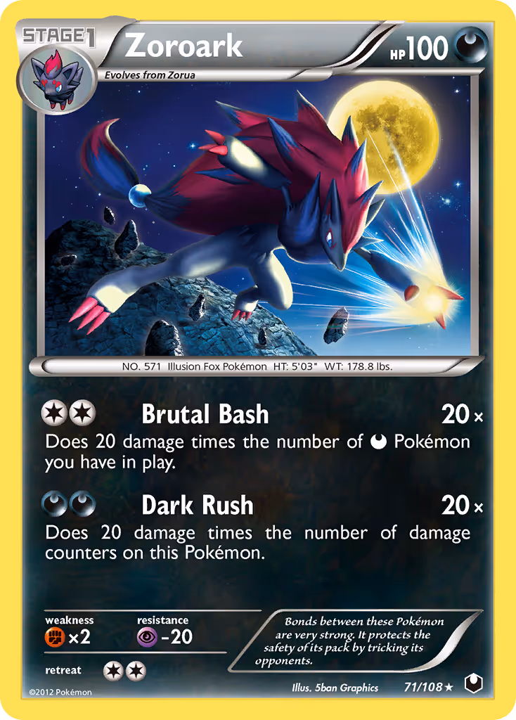 Zoroark 71/108 Pokemon card