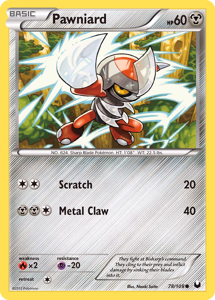 Pawniard 78/108 Pokemon card