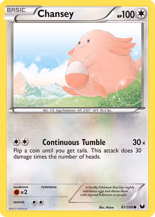 Chansey 81/108 Pokemon card