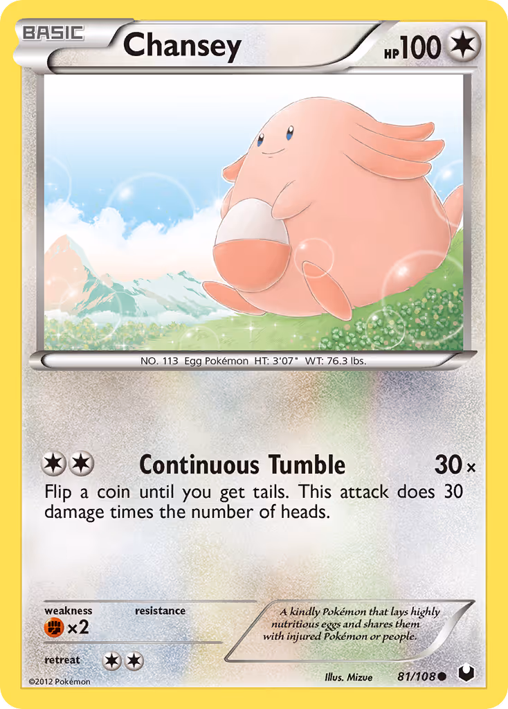 Chansey 81/108 Pokemon card