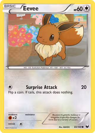 Eevee 83/108 Pokemon card