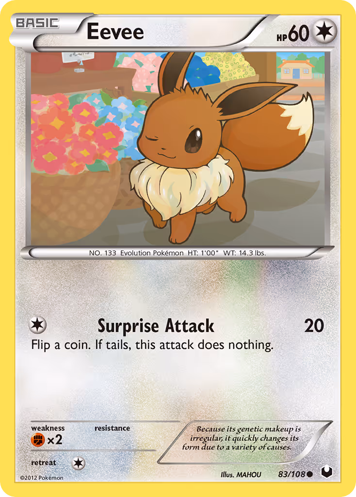 Eevee 83/108 Pokemon card