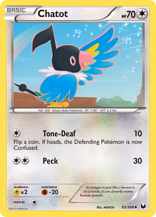 Chatot 85/108 Pokemon card