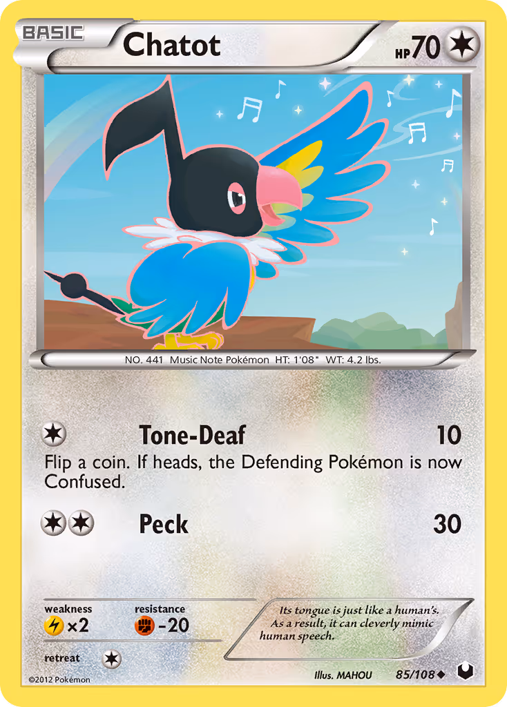 Chatot 85/108 Pokemon card