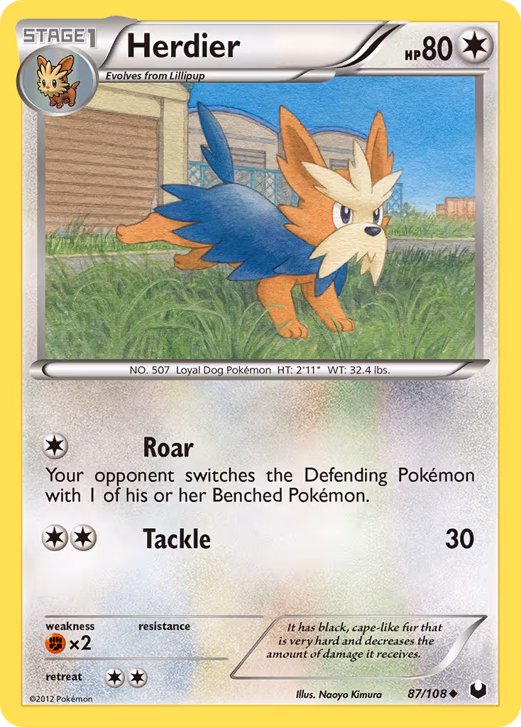 Herdier 87/108 Pokemon card