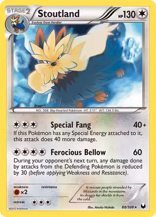 Stoutland 88/108 Pokemon card