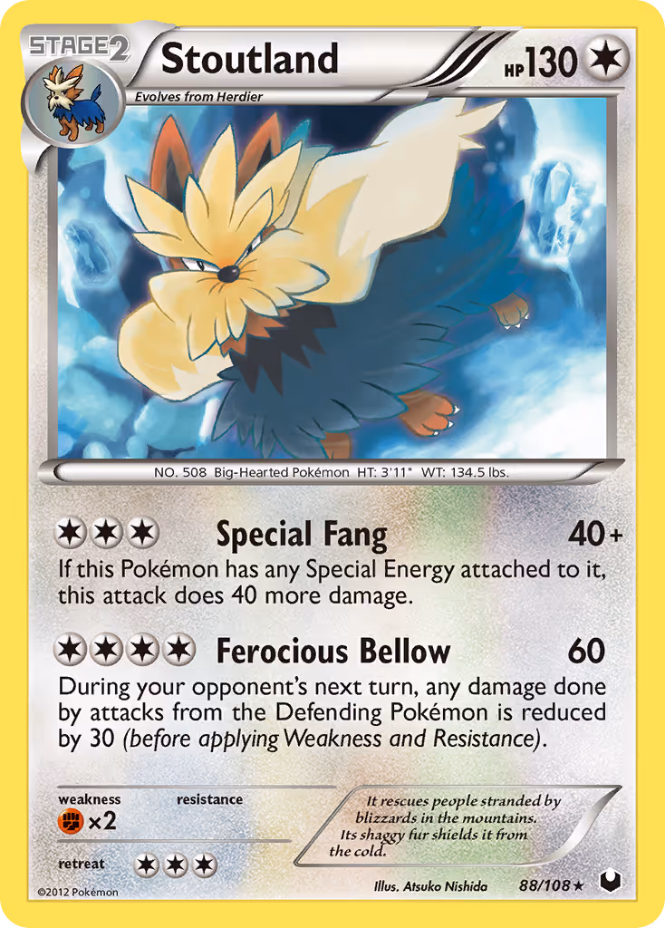 Stoutland 88/108 Pokemon card