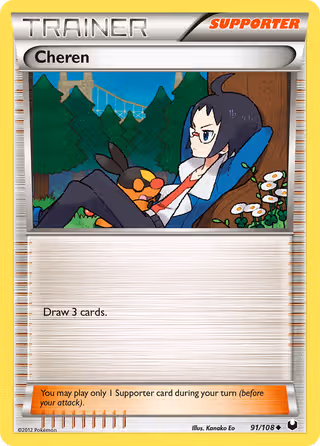 Cheren 91/108 Pokemon card