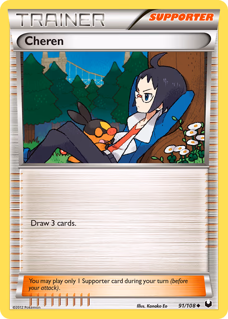 Cheren 91/108 Pokemon card