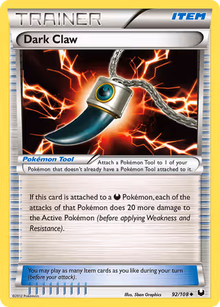 Dark Claw 92/108 Pokemon card