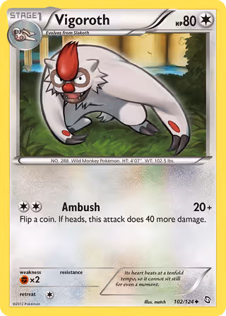 Vigoroth 102/124 Pokemon card