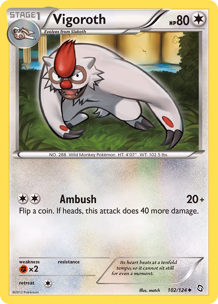 Vigoroth 102/124 Pokemon card