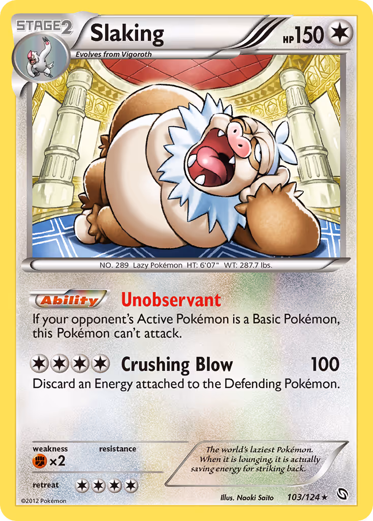 Slaking 103/124 Pokemon card