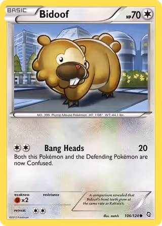 Bidoof 106/124 Pokemon card
