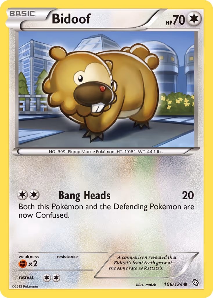 Bidoof 106/124 Pokemon card