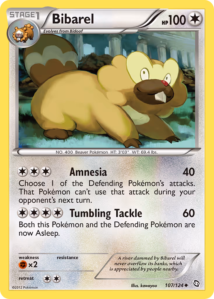 Bibarel 107/124 Pokemon card