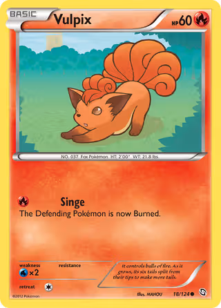 Vulpix 18/124 Pokemon card