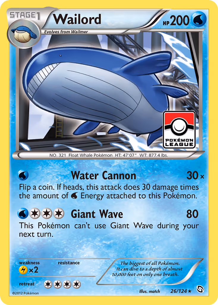 Wailord 26/124 Pokemon card