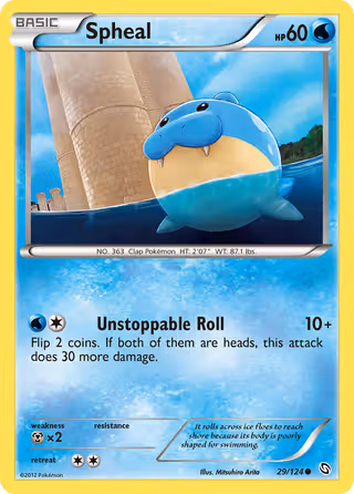 Spheal 29/124 Pokemon card