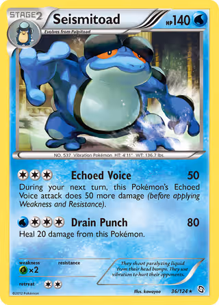 Seismitoad 36/124 Pokemon card