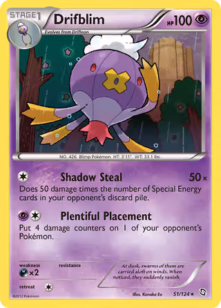 Drifblim 51/124 Pokemon card