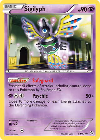 Sigilyph 52/124 Pokemon card